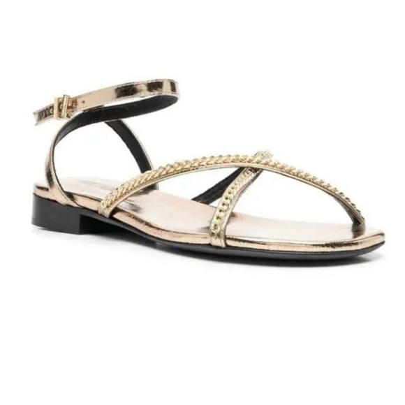 NEW Zadig & Voltaire Gold Leather Sandals - Picture 1 of 7